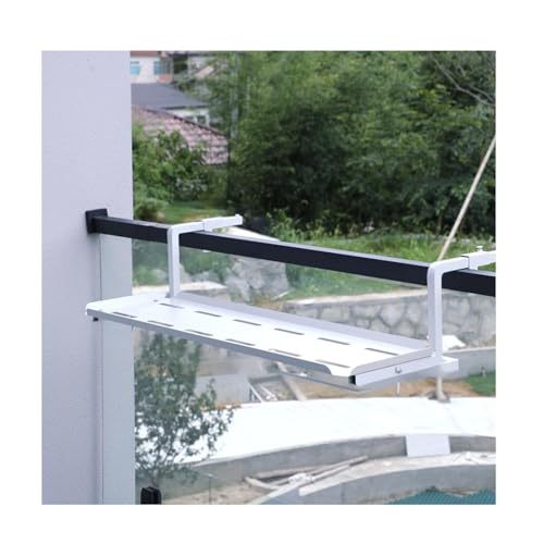 Hängender Balkontisch aus Schmiedeeisen, kleine Balkonmöbel, verbesserter Balkontisch, Terrassen-Bartisch for den Außenbereich, Serviertisch for die Geländerbar im Freien(White,L120*W25cm/L47.2*W9.8in von SHINGJING