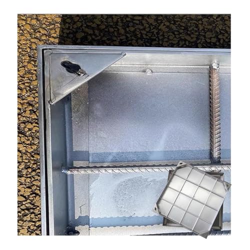 SHINGJING Edelstahl-Schachtdeckel mit Rahmen,unsichtbare quadratische Schachtabdeckungen, robuster Außen-Schachtdeckel for die Pflasterung von Einfahrten(5cm,50 * 50cm/19.7 * 19.7in) von SHINGJING