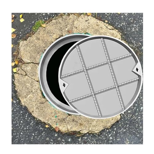 SHINGJING Hochleistungs-Schachtabdeckung aus Edelstahl for den Außenbereich, runde, unsichtbare Schachtabdeckung, eingebettete Abwasserbeckenabdeckung, Starke Tragfähigkeit(40cm/15.7in) von SHINGJING