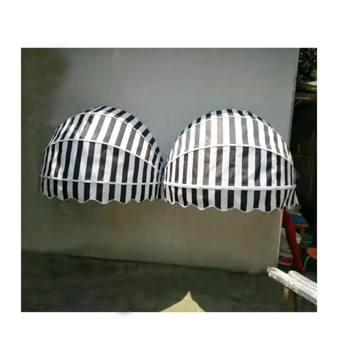 SHINGJING Kuppelmarkise aus Segeltuch for die Terrasse, mit verzinktem, faltbarem Rahmen, einziehbare Kuppelmarkise aus Segeltuch, bogenförmige Markise for Fenster/Vordächer(B,Diameter:150cm/59.05in) von SHINGJING
