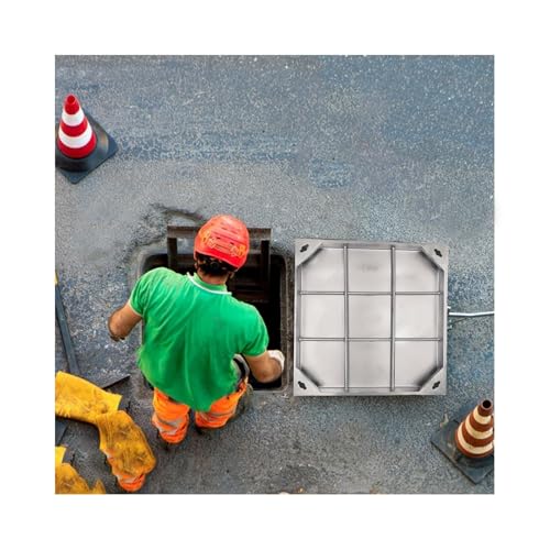 SHINGJING Robuster, versenkter, quadratischer Klärgrubendeckel,unsichtbare Inspektionskammerabdeckung aus Edelstahl, wetterfest, for den Innen- und Außenbereich(8cm,90 * 90cm/35.4 * 35.4in) von SHINGJING