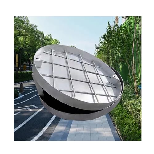 SHINGJING Runder, unsichtbarer Schachtdeckel aus Edelstahl,robuster, versenkter Klärgrubendeckel mit Sockel, hohe Tragfähigkeit(30cm/11.8in) von SHINGJING