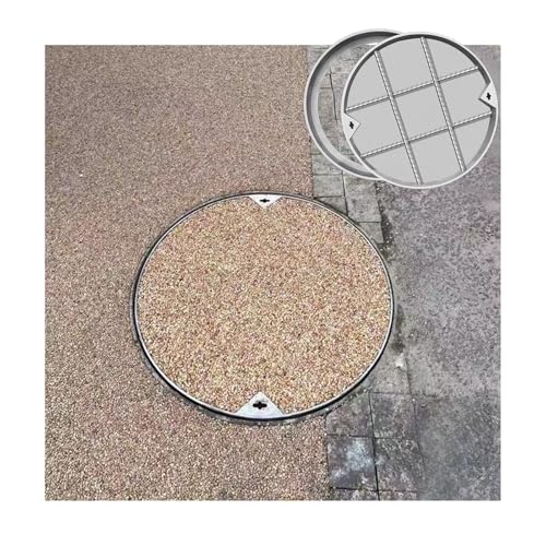 SHINGJING Runder Schachtdeckel und Rahmen aus Edelstahl, unsichtbarer Inspektionsdeckel for Klärgruben, wetterfest, doppelt verstärkt, kommerzieller versenkter Schachtdeckel(60CM/23.6IN) von SHINGJING