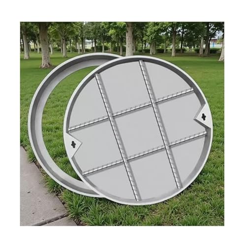 SHINGJING Runder verdeckter Abflussdeckel, unsichtbarer Abwasserbeckendeckel, unsichtbare Schachtabdeckungen und Rahmen aus Edelstahl, for Klärgruben auf Hofpflasterparkplätzen(40cm/15.7in) von SHINGJING
