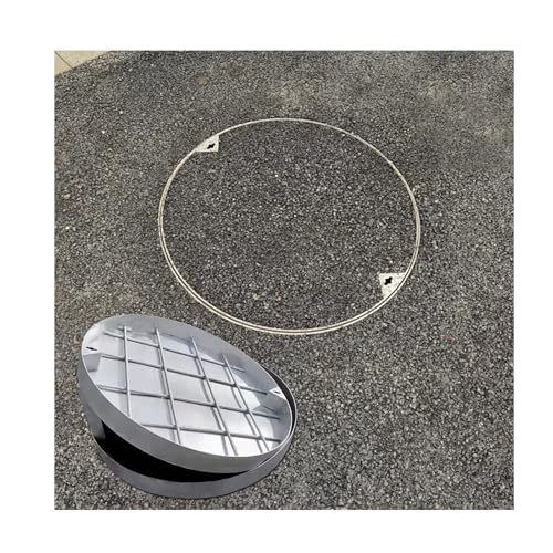 SHINGJING Unsichtbare Schachtabdeckungen und Rahmen aus Edelstahl, runde, verdeckte Abflussabdeckung for Außenterrassen, hoher Tragfähigkeit(70cm/27.6in) von SHINGJING