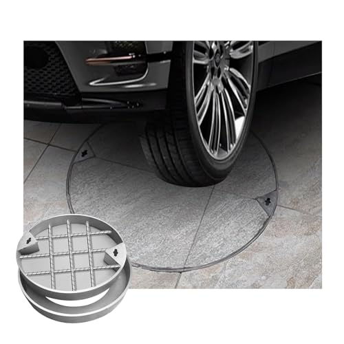 SHINGJING Unsichtbarer Schachtdeckel, unsichtbarer Schachtdeckel aus verzinktem Stahl und Rahmen aus Edelstahl, Abdeckung for Garteninspektionsräume aus Pflastersteinen(40cm/15.7in) von SHINGJING