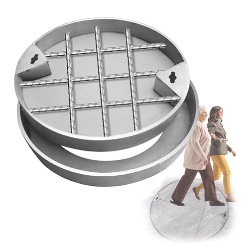 SHINGJING Unsichtbarer Schachtdeckel aus Edelstahl, runde, versenkte Klärgrubenabdeckungen, unsichtbare Schachtdeckel und Rahmen, hohe Tragfähigkeit(40cm/15.7in) von SHINGJING