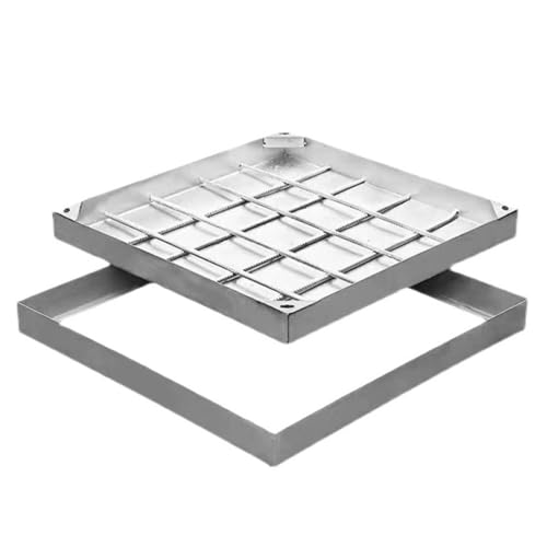 SHINGJING Unsichtbarer Schachtdeckel aus Edelstahl,quadratischer eingebetteter Schachtdeckel, geeignet for Terrassen, Gärten, Schulen, Innenhöfe, Parkplätze(8cm,50 * 50cm/19.7 * 19.7in) von SHINGJING