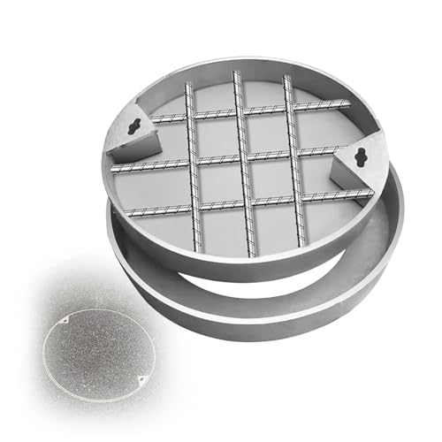SHINGJING Versenkte runde Klärgrubenabdeckung (mit Sockel), unsichtbares Design, eingebetteter Schachtdeckel, for Rasen, Hof, Klärgrube, Einfahrt, Schachtdeckel(40cm/15.7in) von SHINGJING