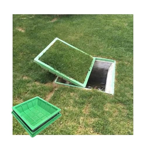 Unsichtbare Abwasserbeckenabdeckung aus Harzverbundstoff, versenkte Abwasserbeckenabdeckung,Abwasserinspektionsdeckel for Rasenflächen im Freien, Tragkraft 300 kg(Square 40*40CM/15.7*15.7IN) von SHINGJING