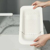 Shining House - Abflusskorb für die Küche, Abtropfgestell für die Spüle zum Aufbewahren und Waschen von Geschirr/Obst/Gemüse (weiß) von SHINING HOUSE