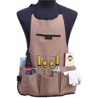 Damen Gartenschürze Gärtnerschürze mit 14 Taschen 600D Oxford Arbeitsschürze Verstellbare Schutzschürze für Gartengeräte (Braun), - Shining House von SHINING HOUSE