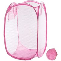 Shining House - Faltbarer Wäschekorb aus Netzstoff für Schlafzimmer, Kinderzimmer, Studentenwohnheim und Reisen (Rosa) von SHINING HOUSE