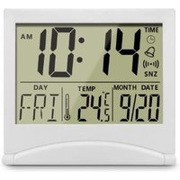 Shining House - Faltbarer digitaler Wecker, LCD-Digitaluhr mit Hintergrundbeleuchtung – Tischuhr mit Tag, Datum und Temperatur – Kalenderuhr mit von SHINING HOUSE