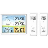 Shining House - Funk-Wetterstation mit 2 Außensensoren, Funkuhr, Innen- und Außenwecker, Temperatur und Luftfeuchtigkeit, Funk-Wetterstation mit von SHINING HOUSE