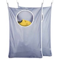 Hängender Wäschekorb, Tür-Wäschekorb, Hängetasche, Edelstahl-Haken, Tür-Wäschekorb aus Oxford-Stoff, 2 Stück, extra groß, grau-blau - Shining House von SHINING HOUSE