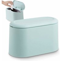 Shining House - Kleiner Tisch-Mülleimer mit Druckknopfdeckel für Büro, Badezimmer, Küche und Schlafzimmer, Aufbewahrung von Tiernahrung (Hellblau) von SHINING HOUSE