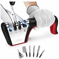 Shining House - Messerschärfer, 4-in-1-Profi-Messerschärfer, Messerschärfer für Scheren und Küchenmesser in verschiedenen Größen – Rot von SHINING HOUSE