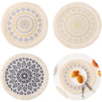 Shining House - Runde Boho-Tischsets von Pieces, runde waschbare Boho-Tischsets, Boho-Baumwoll-Tischset, runde Boho-Tischset-Dekoration, natürliches von SHINING HOUSE