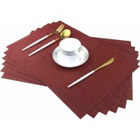 SHINING HOUSE Esstisch-Set mit 6 roten Bambus-Tischsets für den Esstisch, Kunststoff, leicht zu reinigen, hitzebeständig, gewebte Vinyl-Tischmatte, SHINING HOUSE Esstisch-Set mit 6 roten Bambus-Tischsets für den Esstisch, Kunststoff, leicht zu reinigen, hitzebeständig, gewebte Vinyl-Tischmatte, von SHINING HOUSE