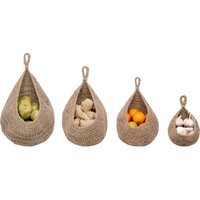 Shining House - Set aus 4 tropfenförmigen hängenden Aufbewahrungskörben, handgewebter Jute-Speisekammer-Organizer, Boho-hängender Obst- und Gemüsekorb Shining House - Set aus 4 tropfenförmigen hängenden Aufbewahrungskörben, handgewebter Jute-Speisekammer-Organizer, Boho-hängender Obst- und Gemüsekorb von SHINING HOUSE