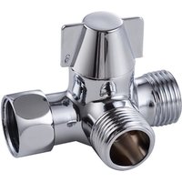 3-Wege-Umstellventilschalter für Dusche, Handbrause und Kopfbrause. Duscharm 3-Wege-Umsteller aus massivem Messing, poliertes Chrom - Shining House von SHINING HOUSE