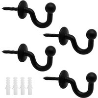 Shining House - 4er-Pack 61 mm schwarze Vorhang-Raffhalter aus Metall, zur Wandmontage, U-Design, multifunktionale Vorhang-Raffhalter zum Raffen von von SHINING HOUSE