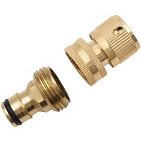 Shining House - Gartenschlauch-Schnellverbinder, Messing-Garten-Wasserhahn-Anschluss, 3/4-Zoll-Wasserhahn-Anschluss, Innen- und Außengewinde, von SHINING HOUSE