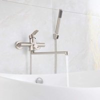 Shining House - HomeLava Badewannenarmatur mit Handbrause, runder Einhebel-Handbrausemischer, Wandmontage, Duscharmatur aus gebürstetem Edelstahl für Shining House - HomeLava Badewannenarmatur mit Handbrause, runder Einhebel-Handbrausemischer, Wandmontage, Duscharmatur aus gebürstetem Edelstahl für von SHINING HOUSE