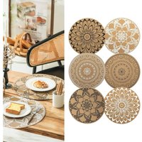 Runde Tischsets mit Bohemian-Print, geflochtene Tischsets aus pvc, 6er-Set, waschbar, hitzebeständig, rutschfeste Tischsets für den Esstisch in der von SHINING HOUSE