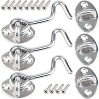 Shining House - Türhaken, 3 Stück, 7,5 cm, Außentürriegel, Türriegelhaken, Edelstahl-Kabinenhaken, Innentürriegel mit Befestigungsschrauben, von SHINING HOUSE