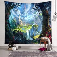 Shining House - Waldschloss-Wandbehang, psychedelischer Fantasy-Wandteppich, Feen-Wandteppich, Hippie-Wandteppich, Dekoration, Wandbehang, Decke für Shining House - Waldschloss-Wandbehang, psychedelischer Fantasy-Wandteppich, Feen-Wandteppich, Hippie-Wandteppich, Dekoration, Wandbehang, Decke für von SHINING HOUSE