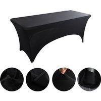 Stretch-Tischdecke [6 Fuß, 183 cm] Tischdecke aus Polyester und Spandex – maschinenwaschbar und knitterfrei (1er-Pack, Schwarz) von SHINING HOUSE