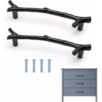 Stück Möbelgriff, astförmige Türgriffe, Küchenschrankgriff aus harter Zinklegierung, geeignet für Schuhkartons, Schränke, Schubladen (96 mm, schwarz) von SHINING HOUSE