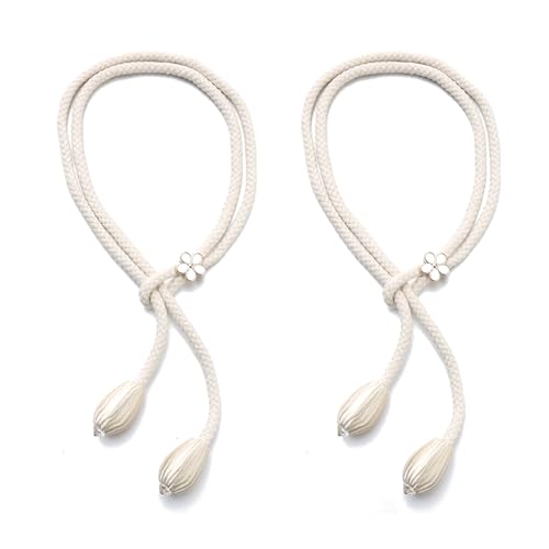 Boho -Vorhangsträger natürliche Baumwollbindungen 2PCS -Stil handgefertigte Leinenhalter für Vorhänge Balkon Handtuch Rack Langlebige Verbindungselemente Exquisite Exquisite Weiß von SHINROAD
