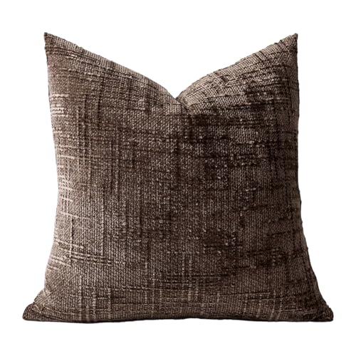 Chenille Kissenbezug Farbkoordinierter Kissenbedeckung Wurf mit verstecktem Reißverschluss weiches dekoratives Kissen für Bauernhaussofa gemütlichen, fade-resistenten Boho-Schein Kaffee 45x45cm Chenille Kissenbezug Farbkoordinierter Kissenbedeckung Wurf mit verstecktem Reißverschluss weiches dekoratives Kissen für Bauernhaussofa gemütlichen, fade-resistenten Boho-Schein Kaffee 45x45cm von SHINROAD
