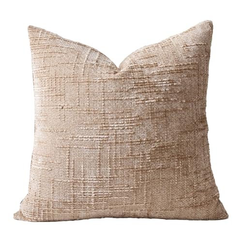 Chenille Kissenbezug Farbkoordinierter Kissenbedeckung Wurf mit verstecktem Reißverschluss weiches dekoratives Kissen für Bauernhaussofa gemütlichen, fade-resistenten Boho-Schein Kamel 45x45cm Chenille Kissenbezug Farbkoordinierter Kissenbedeckung Wurf mit verstecktem Reißverschluss weiches dekoratives Kissen für Bauernhaussofa gemütlichen, fade-resistenten Boho-Schein Kamel 45x45cm von SHINROAD