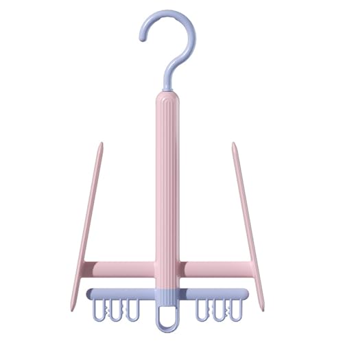 Drehbares Schuhregal zum Trocknen mit 360-Grad-Haken, winddichte Einlegesohlen, Clip, platzsparendes Design, kompakter Kleiderständer, Reisefreundlicher Organizer, Rosa von SHINROAD