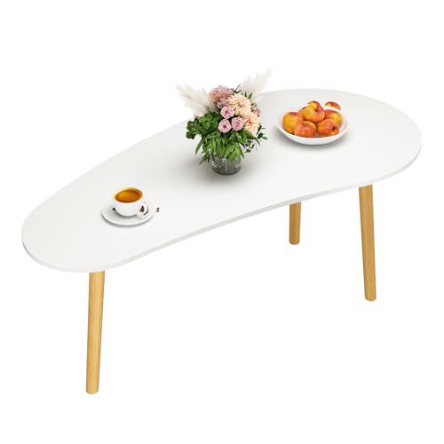 Niedriger ovaler Couchtisch, 120 x 40 x 41 cm, moderner Couchtisch, Mitteltisch für Wohnzimmer, Teetisch, Beistelltisch für Wohnzimmer, kleiner Raum (weiß) von SHINROAD