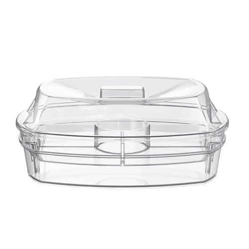 SHINROAD 3-lagige Servierplatte Elegantes Banketttablett mit Deckel Klares Acryl Set Vorspeise für Obst Snacks Vielseitiger Mehrstöckige Speisenanzeige A von SHINROAD