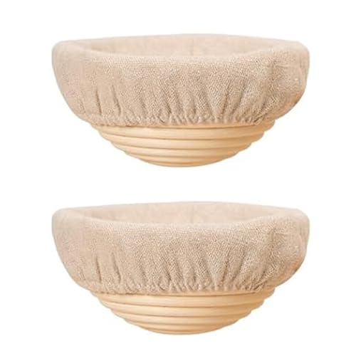 SHINROAD Banneton Bread Proofing Korb Set Brot Fermentation Tool 2PCS Handgewebte Rattan Fermentationskorb Set für Sauerteigbrotbacken 13 cm von SHINROAD