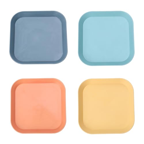 SHINROAD Einfach zu reinigende Teller Geruchsloser Bretter 4 PCs Leichte unzerbrechliche Wiederverwendbare Geschirrspüler Mikrowave Safe Abendessen farbenfrohe Alltagsquadrat Quadrat 4 Stück von SHINROAD