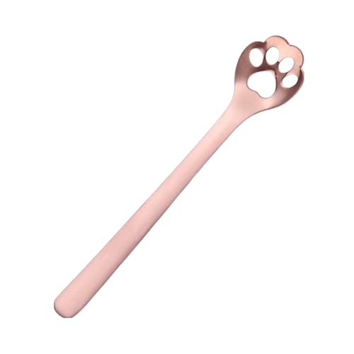 SHINROAD Funktionaler Katzenlöffel hochwertiger Edelstahl Klauen-Kaffee-Löffel hohler Teelöffel mit Pfoten Design Spülmaschine für Tee-Eiscreme Roségold von SHINROAD