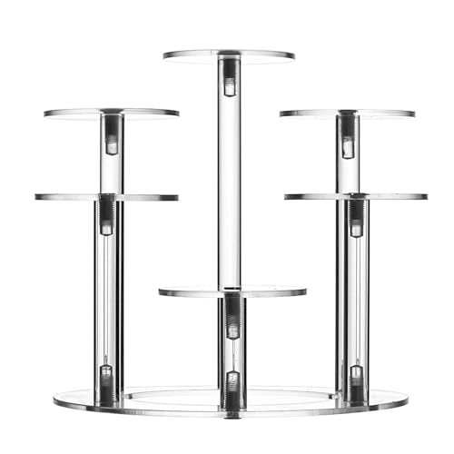 SHINROAD Handelsshow-Arbeitsplatte Organizer Kommode Tablett Clear Display Ständer Nicht-Schlupf-6-Stufen Stabiler Basis-Acryl-Riser für Anime-Figuren Cupcakes Cosmetics transparent von SHINROAD