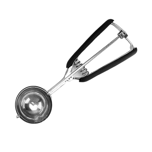 SHINROAD Hochwertiger Edelstahllöffel rostessicherer Eisschaufel Professioneller Ball Bagger für Backen von Obstschuppen mit Abzug Freisetzung Dessert Haus Schwarz 4 cm von SHINROAD