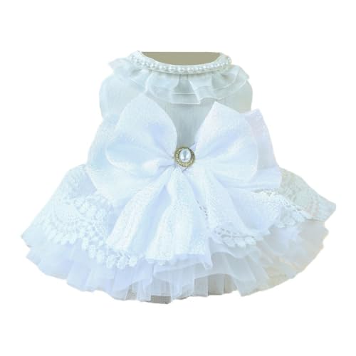 SHINROAD Hundebekleidung mit Druckknopf, Hochzeitskleidung für Hunde, Haustierkleid mit Knöpfen, Prinzessin, atmungsaktiv, Frühling, Sommer, Spitze, Perlenschleife, Design, Größe S, XL SHINROAD Hundebekleidung mit Druckknopf, Hochzeitskleidung für Hunde, Haustierkleid mit Knöpfen, Prinzessin, atmungsaktiv, Frühling, Sommer, Spitze, Perlenschleife, Design, Größe S, XL von SHINROAD