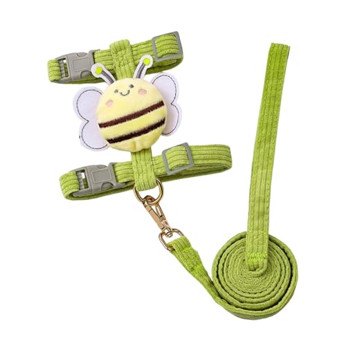 SHINROAD Katzengeschirr mit verstellbarer Leine, ausbruchsicher, mit Cartoon-Bienen-Design, für kleine bis mittelgroße Katzen, leicht, bequem, Grün, Größe M SHINROAD Katzengeschirr mit verstellbarer Leine, ausbruchsicher, mit Cartoon-Bienen-Design, für kleine bis mittelgroße Katzen, leicht, bequem, Grün, Größe M von SHINROAD