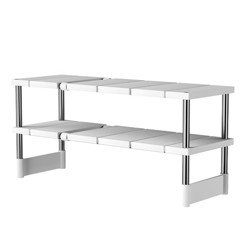 SHINROAD Küchenorganisator Badewaschbecken Lagerregal Erweiterbares Hochleistungsmetallregal für stark tragende einzelne/doppelte Schicht Dual-Layer von SHINROAD