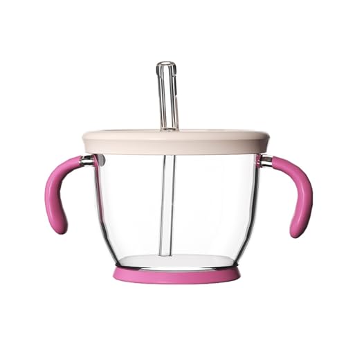 SHINROAD Lecksofes Kleinkindbecher kinderfreundliches Trinken von 150 ml mit Griffen Baby Sippy-Kapazität Silikon Stroh leicht zu griffgreifend mini Wiederverwendbare Kinder Rosa von SHINROAD