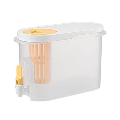 SHINROAD Limonade Spender Wasserhahn Kaltwasser 3,9 L Flasche Kühlschrank Getränk mit luftdichtem Saftgetränk Breit Öffnung Lebensmittel PP Material Ideal Gelb von SHINROAD